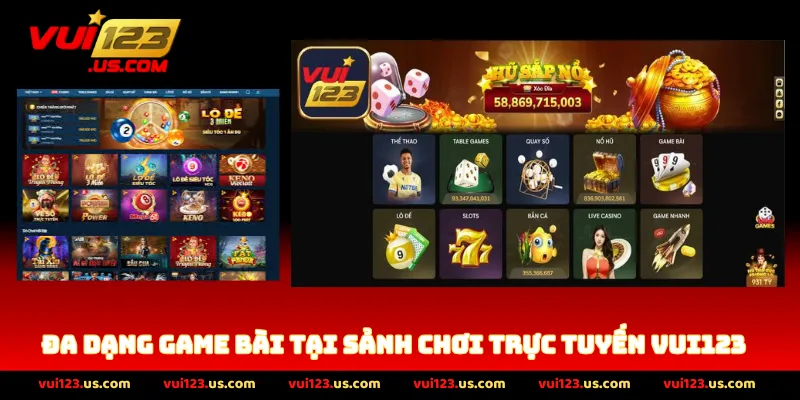 Đa dạng game bài tại sảnh chơi trực tuyến vui123